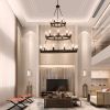 (Same as:W1340119961/W1340P206660/L001005-D1140-P27B)45" Retro Industrial Style 3-Layer Pendant Light, 27-Lights Black Farmhouse Pendant, Suitable fo