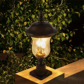 21"(H) Vintage Outdoor Lamp Post Light, Waterproof Garden Patio Lantern with Clear Glass Shade, Classic Bronze Finish, Ideal for Yard, Porch, Walkway