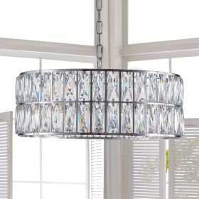 (W1340P189448/L5025-450-C) Crystal Chandeliers,5-Tier Round Semi Flush Mount Chandelier Light Fixture,Large Contemporary Luxury Ceiling Lighting for