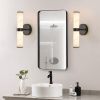 Resin Imitation Marble Texture Wall Light with Black Iron Metal Frame,Set of 2,Elegant Lighting Fixtures for Hallways,Bathrooms,and Bedrooms (Only In