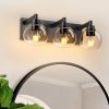 Bathroom Vanity Light,Modern 3-Light Bathroom Lighting Fixtures Over Mirror with Clear Glass Shade and Metal Base,Matte Black Bathroom Lighting