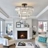 (Same as W1340110374/L5011) 20" Black Crystal Chandelier Ceiling Light, Modern Luxury 10-Light Flush Mount Light Fixture, Elegant Home Lighting for L