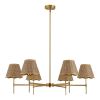 Boho Rattan Chandelier 6-Lights Rustic Industrial Pendant Light Large Adjustable Pendant Lighting Fixtures for Kitchen Island Dining Living Room