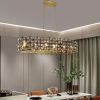 39" Contemporary Crystal and BlackGold Pendant Chandelier – Geometric Modern Light Fixture for Dining Room, Kitchen, or Living Room (Bulb Not Include