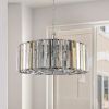 (Same as W1340120171/L5017) 17" Chrome Crystal Pendant Chandelier, Modern Hanging Light Fixture with Adjustable Height, 4-Light E26 Base for Living R