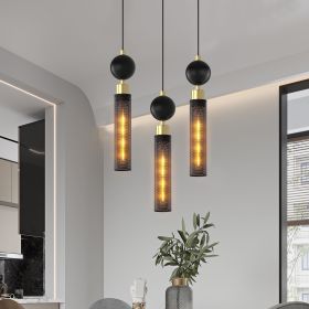Modern Black Wrought Iron Pendant Light (for Kitchen Island), Adjustable Cord Pendant Fixture, Hanging Lighting Over Kitchen Island