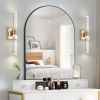 17"(H) Contemporary Crystal Wall Light, Gold Plating Finish with Bubble Crystal, 2-Light Sconce for Bathroom, Bedroom, Hallway – Modern Indoor Lighti