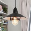 Farmhouse Vintage Pendant Light Black Fixture Pendant Lights with Spring Frame Adjustable Metal Hanging Lamp for Kitchen Island Dining Room Bedroom L
