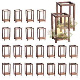 24 Pcs Wooden Wedding Lantern, Cedar Wood and Plastic Wooden Lantern Candle Holder