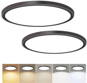 Hunhun 2 Pack 3200lm LED Flush Mount Ceiling Light 28W 12 Inch 5CCT Adjustable Super Slim 0.87 inch Round Ceiling Lamp for Bedroom, Living Room, Kitc