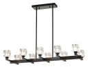 Chandelier for Dining Room, 10-Light Black Farmhouse Linear Pendant Light Fixture, Modern Crystal Hanging Lighting Chandelier for Kitchen Island, Bar