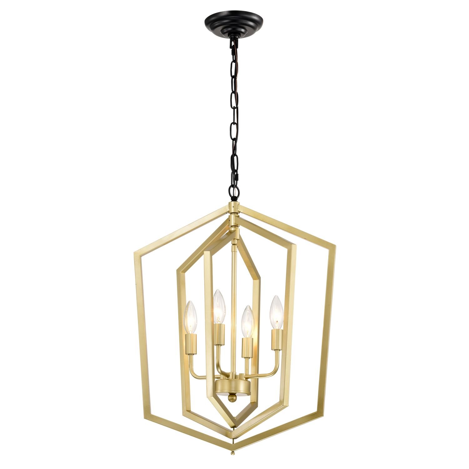 4-Light Farmhouse Kitchen Chandeliers, Vintage Cage Light Fixture Adjustable Height Chandeliers for Dining Room Hallway Foyer Entryway(E12 Bulbs Not