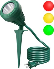 120V Spotlight Outdoor, 500LM Waterproof LED Spot Light with 3 Extra Lenses (Red Yellow Green), Landscape Lighting for Holiday, Trees, Flag, 5FT Exte