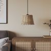 Ceiling Lamp Shade Brown Wicker, Iron Medium Decorative Inlays