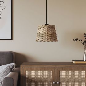 Ceiling Lamp Shade Brown Wicker, Iron Medium Decorative Inlays