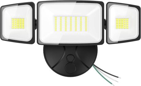75W Flood Lights Outdoor, 7000LM Brightness Security Lights Switch Controlled, 3 Adjustable Heads, IP65 Waterproof, 6500K Wall Mount Exterior LED Flo