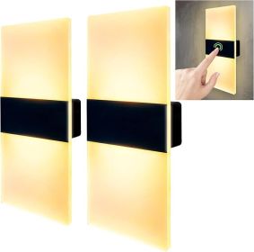 Wall Sconces Sets of 2, Wall Lamp with White Frosted Glass Shade, Acrylic Rechargeable Wall Sconce, LED Touch Control Wall Light, Wall Lamps for Bedr
