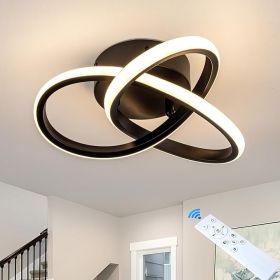 Modern Ceiling Light, 24W LED Dimmable Ceiling Light with Remote Control, 3000-6000K Color Temperature Adjustable, Balck Small Chandelier for Bedroom