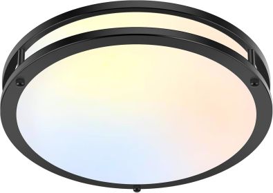 36W LED Flush Mount Ceiling Light Fixture, 13inch LED Ceiling Light 3600LM, Modern Black Ceiling Light 2700K/3000K/4000K/5000K/6500K 5CCT, Dimmable C