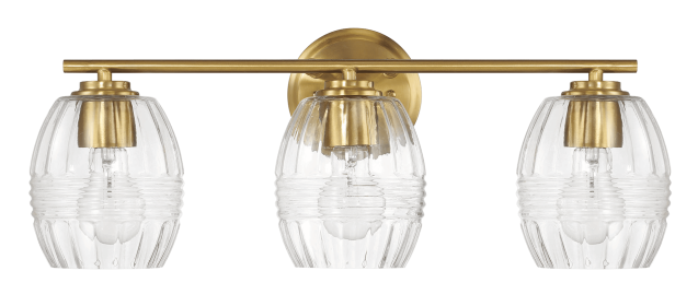 Luster Three Lights Vanity With Clear Glass for Bathrooms above Mirror Wall Lamp - Satin Brass