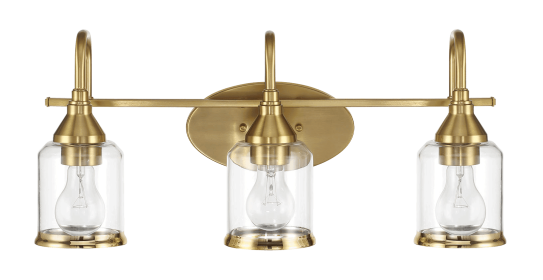 Twilight Three Lights Brushed Gold Contemporary Vanity Light 22"W × 10"H × 7.48"E with Clear Glass