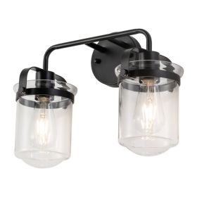 Wall Sconces Set of 2 with Clear Glass Shade,Modern Wall Sconce, Industrial Indoor Wall Light Fixture for Bathroom Living Room Bedroom Over Kitchen S