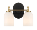 Vortex Two Lights Vanity in Traditional Style for Over Bathroom Mirror Wall Sconce 12.25"W × 10.125"H × 5.5"E With White Frosted Glass