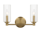 Regal Double Light Vanity With Clear Ribbed Glass - Satin Brass