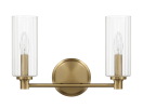 Regal Double Light Vanity With Clear Ribbed Glass - Satin Brass