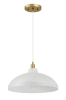 Astral Single Light White Pendant Lamp with Golder Brass Finish for Entrance Kitchen Island 14"D × 8"H
