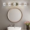 Modern Minimalist Bathroom Vanity Light, LED 5 Bulb Frosted Glass Shades, Wall Mounted Decorative Lighting Fixture, Suitable for Bathroom Vanity Mirr