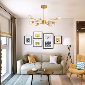 Modern Crystal Chandeliers, 9 Lights Golden Chandelier for Living Room Bedroom, Dining Room Chandelier Over Table, Kitchen Light Fixtures(Bulbs Not I