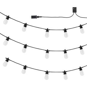 VEVOR RGB Outdoor String Lights, 50FT, Outside Patio Lights with APP Control 15 Bulbs, 15 Single-Color Adjustable Brightness Time Setting, Waterproof