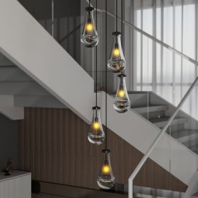 5 Light Cluster Pendant Lights, Black High Ceiling Chandeliers Adjustable, Living Room Pendant Light, Foyer Chandeliers, Stairwell Pendant Lighting,