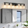 37" Modern 6-Light Bathroom Vanity Light Fixture - Black Finish with Clear Glass Shades, Perfect for Bathroom, Vanity, and Dressing Area Lighting (No