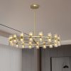 Modern 36" Gold Round Chandelier Light Fixture, K9 Crystal Chandeliers for Dining Room, Living Room, Dining Room Chandeliers Over Table, Chandelier f