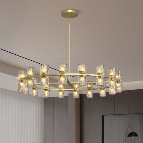 Modern 36" Gold Round Chandelier Light Fixture, K9 Crystal Chandeliers for Dining Room, Living Room, Dining Room Chandeliers Over Table, Chandelier f