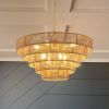 (Same as W1340P155977/L1019-5) 24" Modern 5-Layer Woven Hemp Rope Chandelier, Boho Style Pendant Light, Elegant Hanging Light Fixture for Living Room
