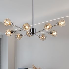 28" Modern Crystal Chandeliers, 9 Lights Chrome Chandelier for Living Room Bedroom, Dining Room Chandelier Over Table, Kitchen Light Fixtures (Bulbs
