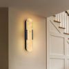 19.7" Natural Marble Wall Sconce, Black Sconces Set of Two, Indoor Modern Bathroom Sconces Wall Lighting for Living Room, Bedroom, Hallway, Stairs