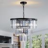 20" Luxury 3-Tier Crystal Chandelier, 7-Light Black Frame Pendant Light, Elegant Ceiling Lighting for Living Room, Dining Room, Bedroom (No Bulbs)