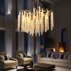 24-inch Modern Golden Pendant Light with Cascading Crystal Strands, Ideal for Living Room, Dining Room and Foyer, High-End Decorative Lighting Fixtur