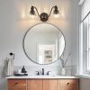 20 Inch 2-Light Vintage Bathroom Wall Sconce – Elegant Black Metal and Glass Lampshade Vanity Light Fixture for Bathroom, Hallway, or Bedroom (Bulb N