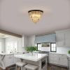 20" Luxury Crystal Flush Mount Ceiling Light with Black Finish – Elegant 6-Light Chandelier for Living Room, Dining Room, or Bedroom (Bulb Not Includ
