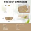 17.7 Inch Woven Rattan Linen Semi Flush Mount Ceiling Light Fixture, Modern Boho Drum Lamp for Bedroom, Kitchen, Dining Room, Living Room, Hallway