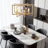 27" Modern Golden Geometric 8-Light Chandelier â€“ Industrial Metal Pendant Light Fixture for Living Room, Dining Room, or Kitchen (Bulb Not Included)