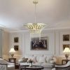 (Same as W1340P189414/L005016-D600-P8G) 24" Modern Crystal Round Chandelier with Gold Finish, Elegant Pendant Light with Cascading Beads, for Dining