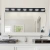 45" Modern Black 7-Light LED Vanity Light, Square Acrylic Lampshades Wall Mount Fixture for Bathroom, Mirror Lighting