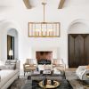 27" Modern Golden Geometric 8-Light Chandelier â€“ Industrial Metal Pendant Light Fixture for Living Room, Dining Room, or Kitchen (Bulb Not Included)