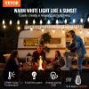 LED Outdoor String Lights, 50FT, 2700K Dimmable Outside Patio Lights with 15 S14 Shatterproof Bulbs E12 Socket Base, Waterproof Hanging Lights for Po